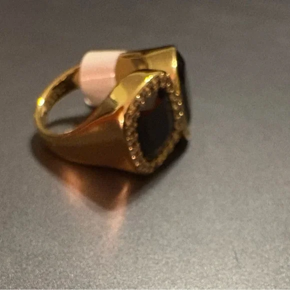 Statement Ring! Modern Maven Black Onyx Gold Plated Ring - Picture 4 of 5